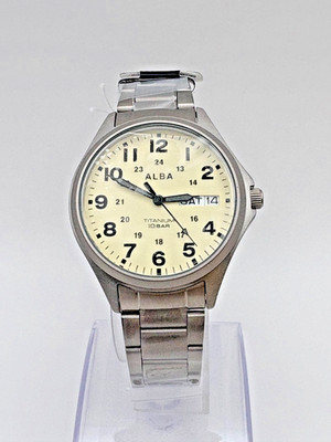 (age15+)SEIKO AQPJ401 White ALBA Quartz Titanium Waterproof Men Watch New in Box