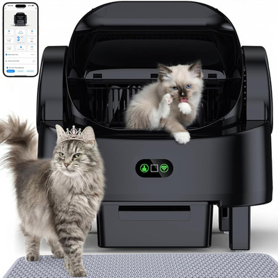 Automatic Self Cleaning Cat Litter Box App Control Open Top Multi Cat Sensors