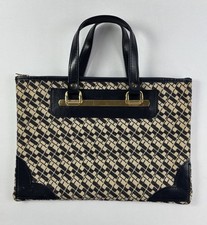 Rare Vtg 60s Saks Fifth Avenue French Top Handle Bag Eclair Zip Mod Geometric