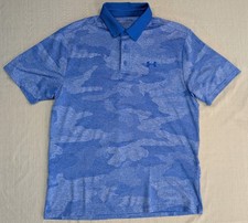 Under Armour Playoff Polo Blue Camouflage Golf Shirt Men's L Lightweight Stretch
