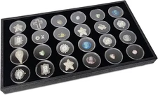 Gem Display Tray 24 Compartment Stackable Jewelry Holder Box Black Foam