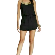 Romeo & Juliet Couture Black and Gold Jumpsuit