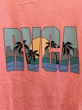 RVCA Hawaiian Sunrise Palm Trees Peach T Shirt Men  s Size L Balance Of Opposites