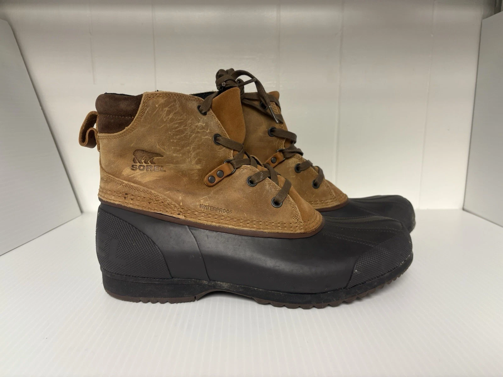 Sorel Boots Men's Sz 12 Brown Leather Hunting Outdoors Waterproof