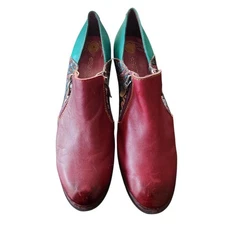 Socofy Retro Handmade Leather Side Zip Ankle Boho Boots Women's Size US 11