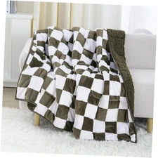  Sherpa Fleece Weighted Blanket for Adults 15 lbs 60" x 80" 15lbs Plaid Green