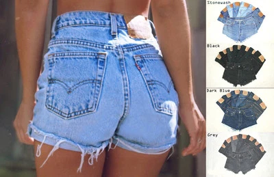 Short taille haute femme vintage Levis denim jeans pantalon chaud toutes tailles coupées - Photo 1/4