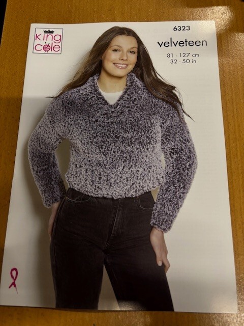 KING COLE Velveteen Chunky Knit Pattern 6323 Sweater & Cardigan 32 - 50 ins