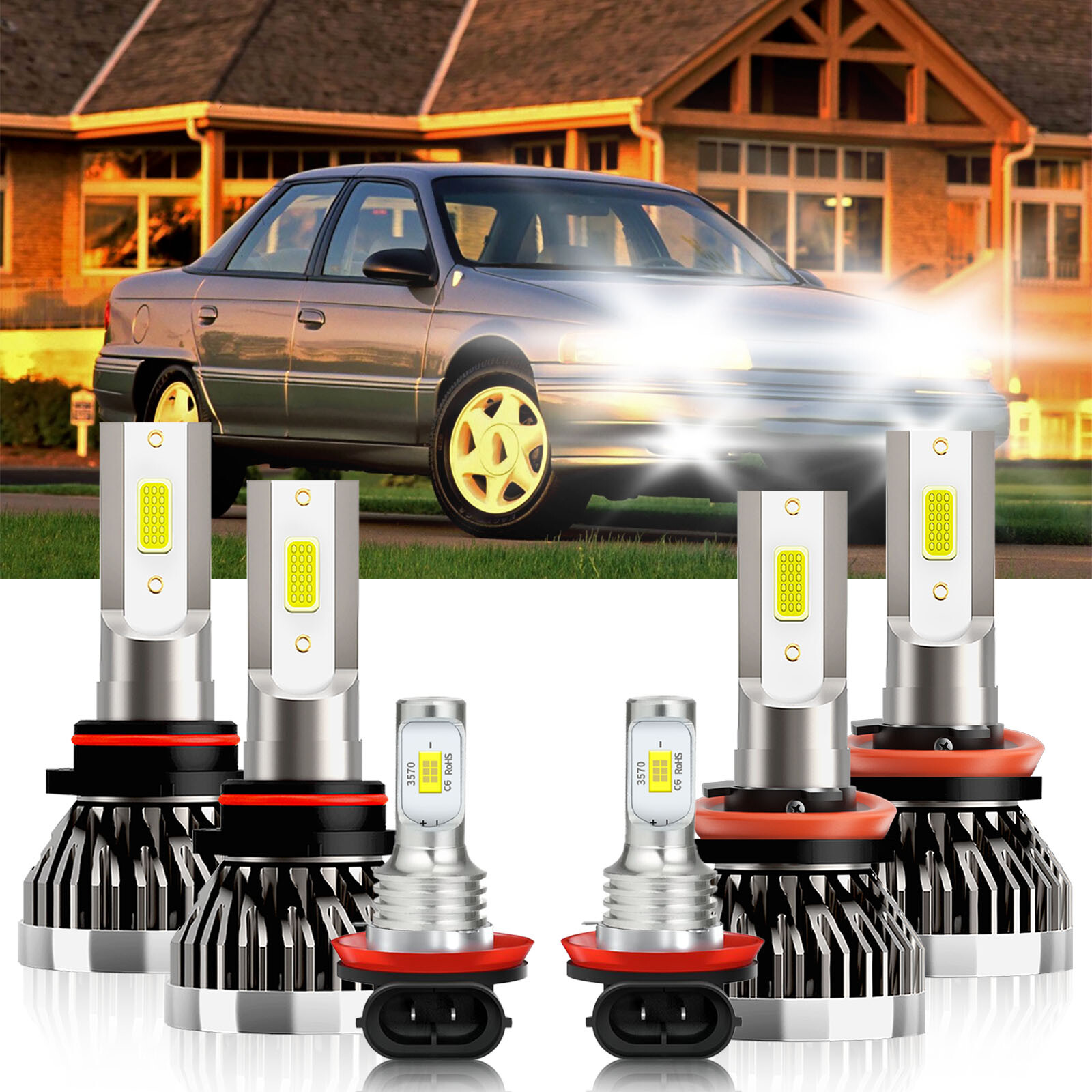For Mercury Sable 2008-2009 6x LED Headlight High Low Beam + Fog Light Bulb