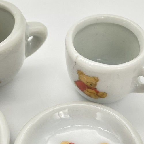 VTG Battat Teddy Bear 7 pc Miniature Porcelain Tea Set Cups Saucers Pot Creamer - Picture 12 of 12
