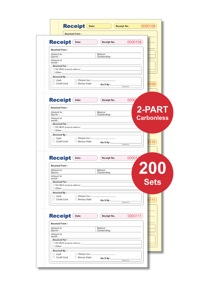 Lotus, NCR Duplicate Receipt Book 135 X 280mm. 4 Receipts Per Page. 200 - Foto 8