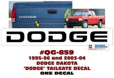 QG-859 1995 1996 2003 2004 DODGE DAKOTA - TAILGATE DECAL - DODGE - LICENSED