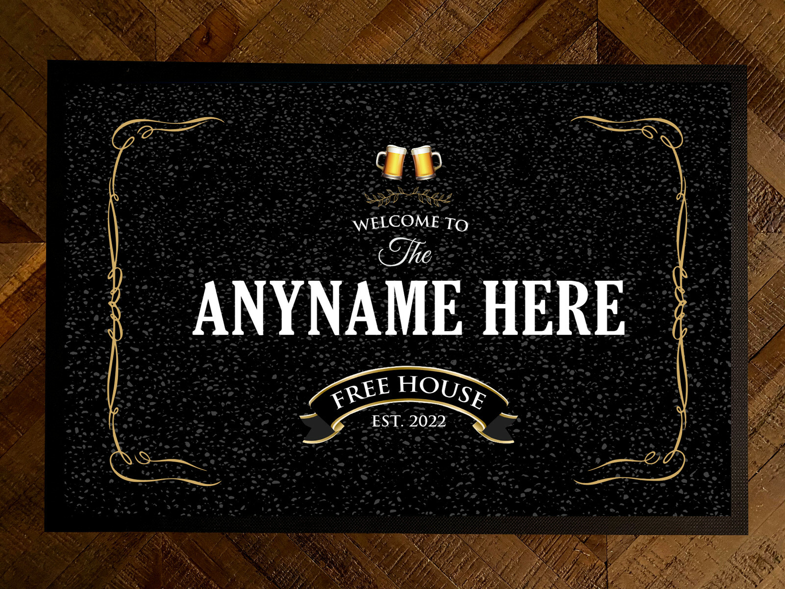 Personalised Bar door mat Gold & Black Laurel 60 x 40 cm eBay