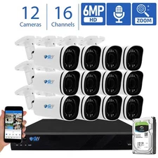 16 Channel NVR 12 X 6MP PoE IP Motorized Zoom Microphone Security Camera System