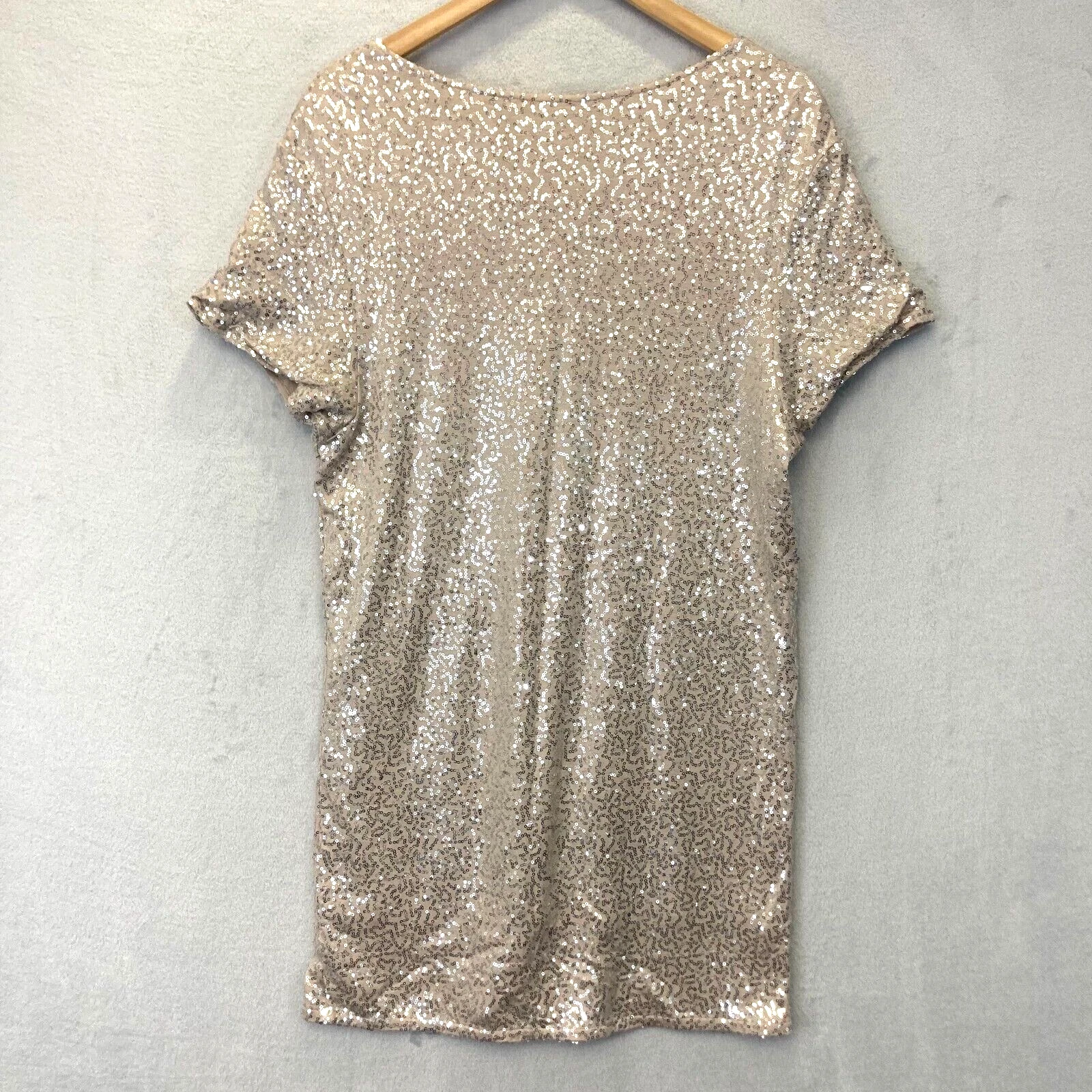 UNDERCOVER Victorias Secret abito tubino con paillettes donna taglia small beige argento mini corto