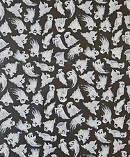 MDG - Halloween Eerie Ghost Black Quilting and Crafting Fabric