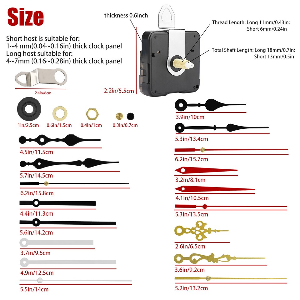 4PCS Wall Quartz Clock Movement Mechanism DIY Replacement Repair Tool ...