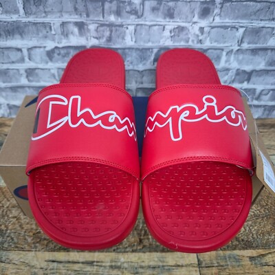 Champion Super Slide Split Script Red White Sandals CM100365M Mens Size 14 New