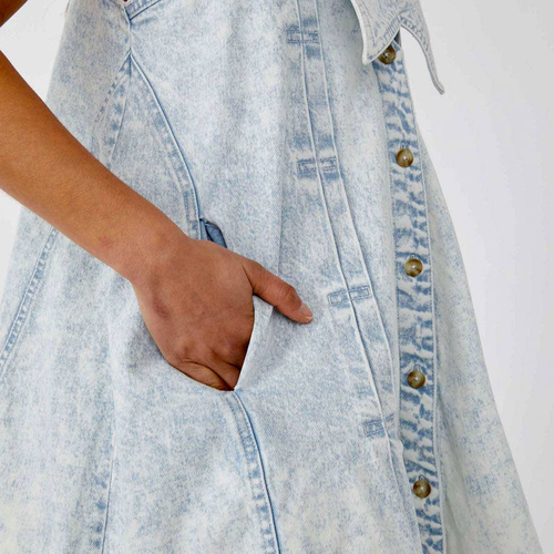 free people katie halterneck denim dress
