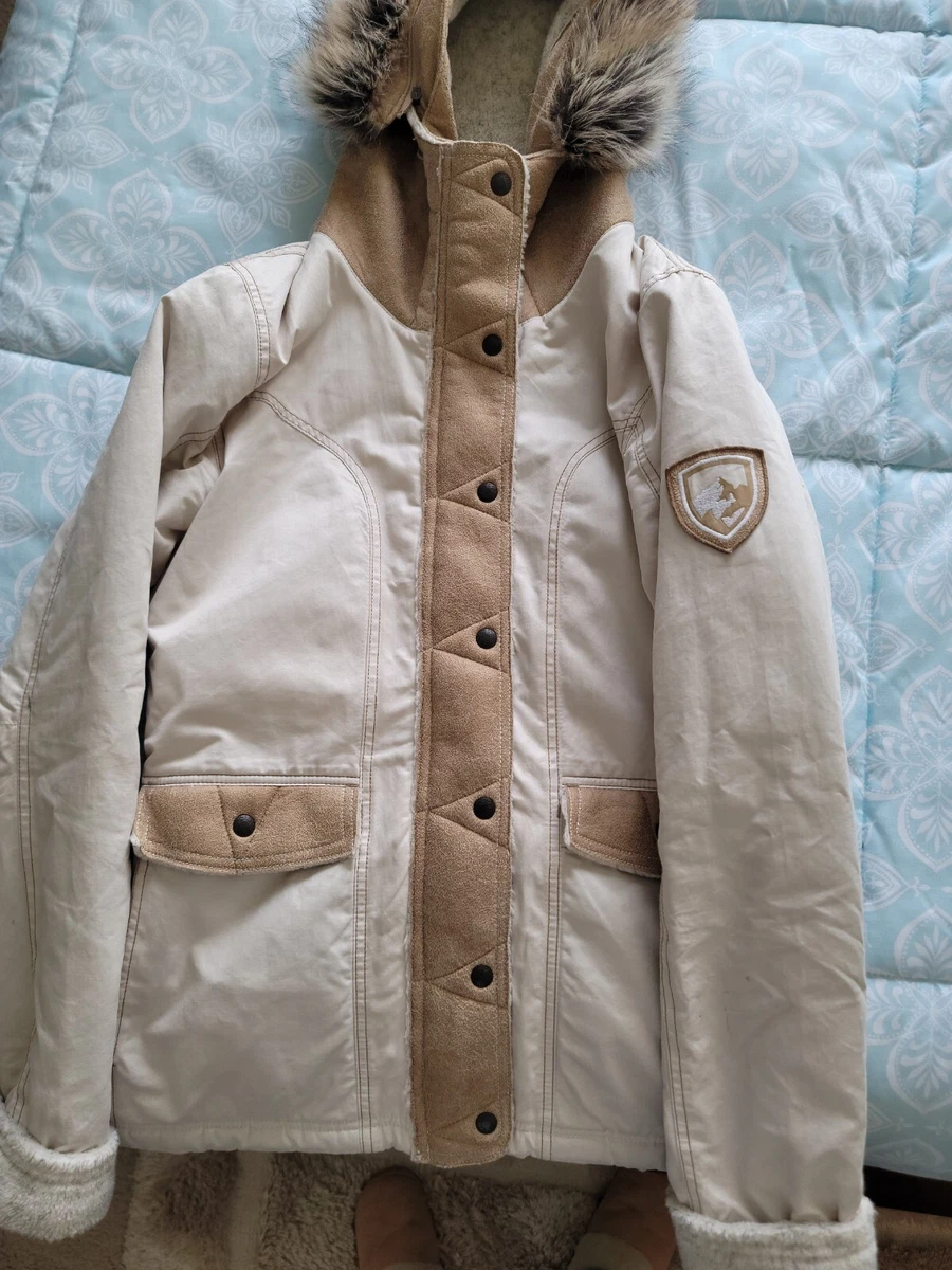 Womens KUHL Projekt Sherpa Lined Hooded Jacket Faux Fur Trim XS Beige Off White