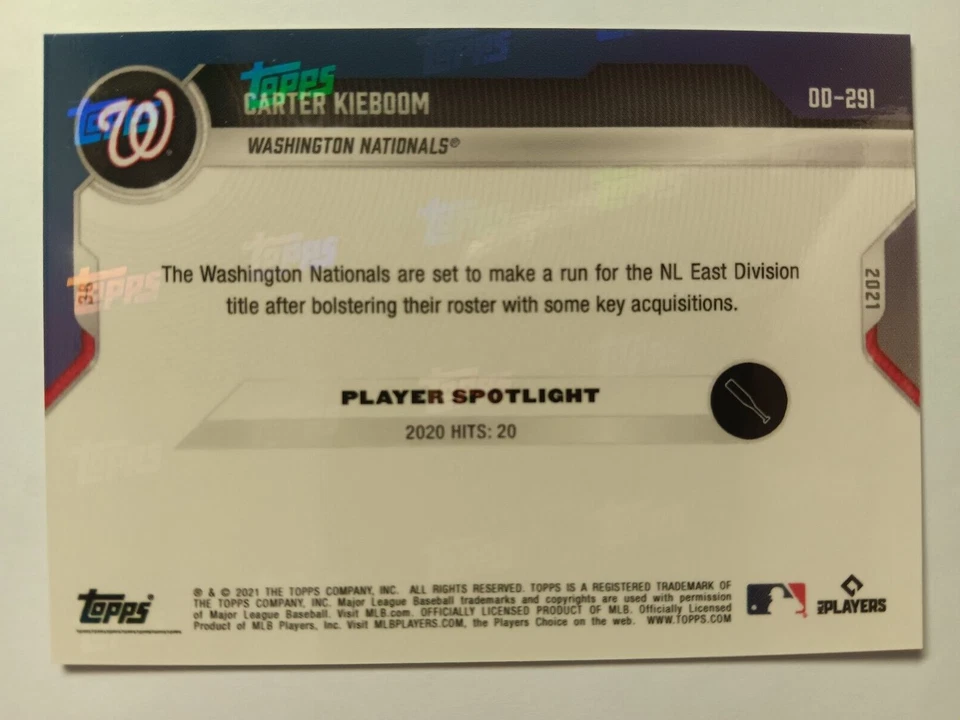 2021 Topps Now Road To Opening Day Carter Kieboom #OD-291 - Image 2 of 2