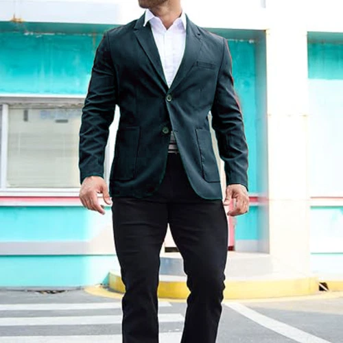 Men's Suit-Jacket Tops Business Casual Formal Coat Dress Work Slim Jacket Blazer - Picture 10 of 28