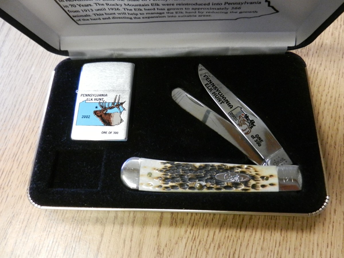 NIB Case Zippo Pennsylvania Elk Knife Set One of 300 W / Case