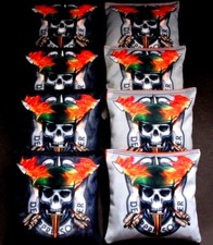 SKULL FLAMES Power Symbol orange black 8 ACA Regulation Cornhole Bean Bags B183