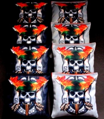 SKULL FLAMES Power Symbol  orange black 8 ACA Regulation Cornhole Bean Bags B183