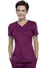 Scrubs Cherokee Workwear Revolution V Neck Top WW601 WIN Wine Free Shipping