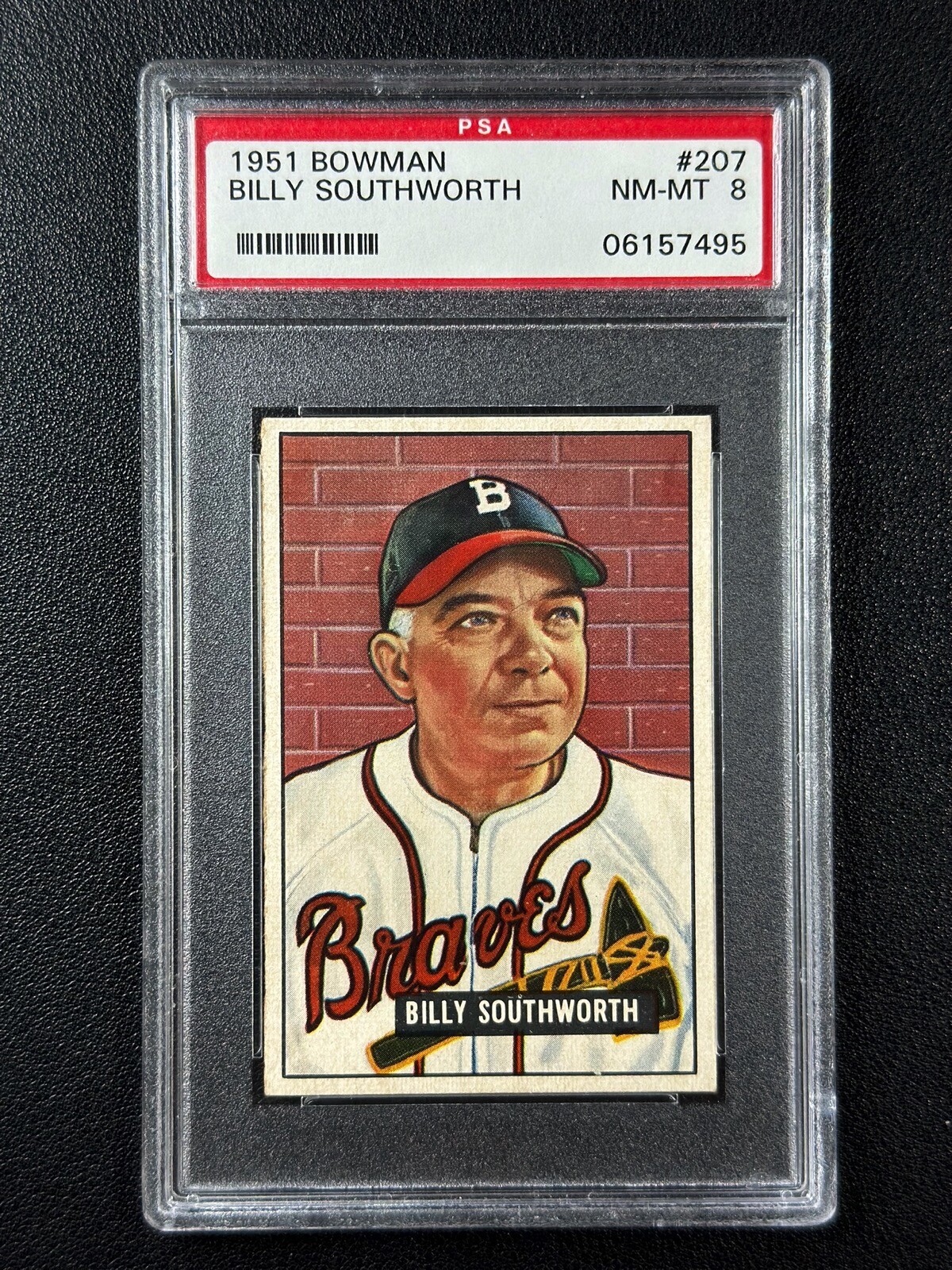 BILLY SOUTHWORTH PSA 8 1951 BOWMAN BASEBALL #207 BRAVES NM-MT 7495
