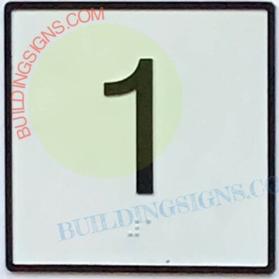 ELEVATOR FLOOR NUMBER 1 SIGN- ELEVATOR JAMB PLATE 1 SIGN (WHITE)-REF24-1027