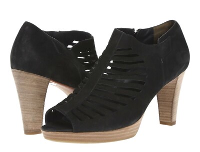 PAUL GREEN Womens Black Suede Open Toe Ankle Pumps Sz US-10 / UK-7.5