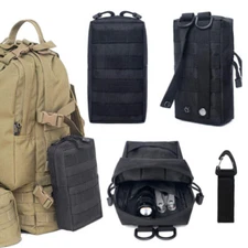 Tactical Molle Pouch Belt Waist Pack EDC Tool Phone Bag with Key Hook Carabiner