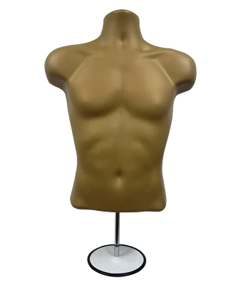 DISPLAYTOWN MALE TORSO MANNEQUIN - BRONZE (GOLD) + STAND + HANGING HOOK MEN DRESS FORM