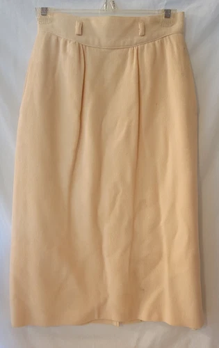 Vintage 1970s Cream/white Wool Panther Long/Pencil Skirt Size 7/8 Waist 22"