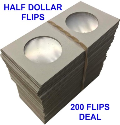 200 2 x 2 Münzkarton-Flips US Half Dollar Mylar Fenster Cowens Qualität Halter