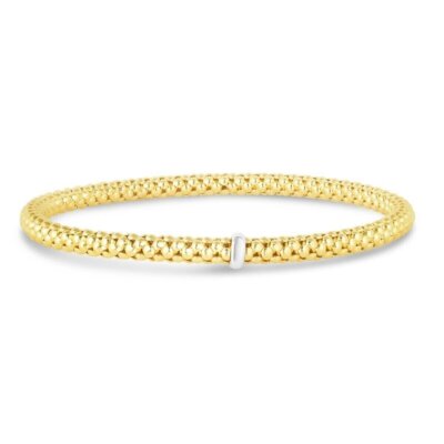 Phillip Gabriel 14k Yellow Gold 7'' Popcorn Stretch Bar Bracelet  4mm, 6 grams