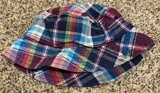 The Children's Place Multi-Color Plaid Sun Hat. Size: 12-18 Months. 100 Cotton.