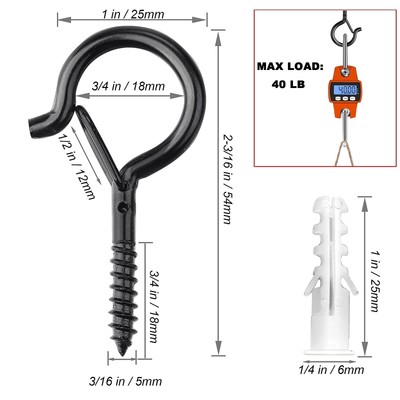 20 PCS String Light Hooks, Command Large Wall Hooks - Zinc Alloy, Screw-in Hooks For Hanging String Lights, Towels, Plants