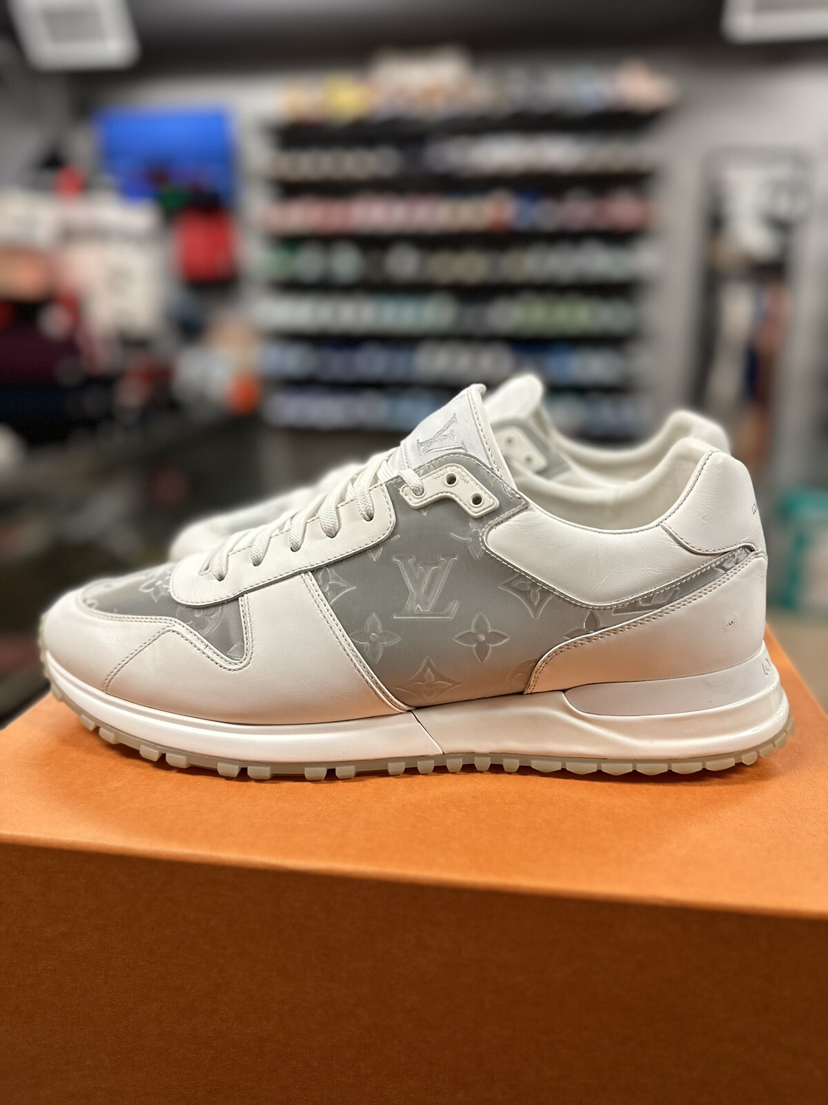 Size 10.5LV/11.5US Louis Vuitton Run Away Sneaker White iridescent 100percentAuthentic image 6
