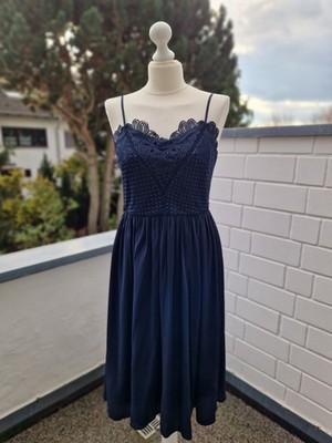 Marks & Spencer festliches Kleid Dunkelblau Gr. 38   Spitze & Chiffon NEU