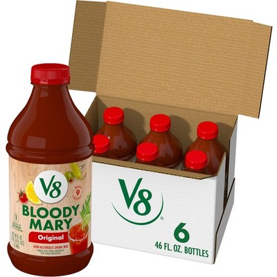 V8 Bloody Mary Mix, Vegetable Juice for 46 Fl Oz (Pack of 6), Mix 