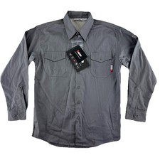 IFRLINE Flame Resistant Button Up Work Shirt Men Medium Gray FR NFPA 70E 2112