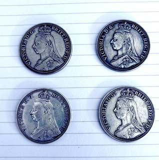 4 Coin Collection Gap Fillers. Faux Silver Crowns of Victoria.