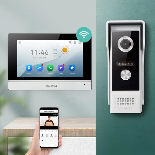 HOMSECUR WIFI Video Doorbell Intercom Night Vision Monitoring Motion Detection