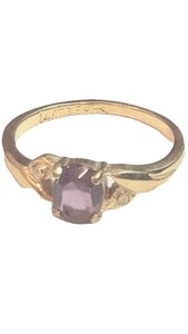 Uncas Mfg hallmark [U arrow] signed Amethyst Cocktail Band 14KT GF ring