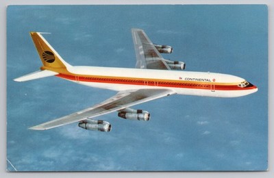 Continental Boeing 707 Jet in Flight c1960s Postcard