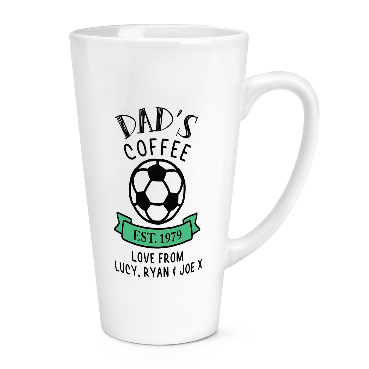 Personalised Football Coffee 17oz Large Latte Mug Cup Dad Grandad Fathers Day