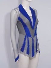 Women Dancewear Patchwork Costume Competition Bodysuit Rhinestone Dress Ballet